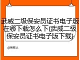 武威二级保安员证书电子版在哪下载怎么下(武威二级保安员证书电子版下载)