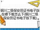 铜川二级保安员证书电子版在哪下载怎么下(铜川二级保安员证书电子版下载)