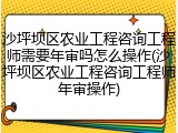 沙坪坝区农业工程咨询工程师需要年审吗怎么操作(沙坪坝区农业工程咨询工程师年审操作)