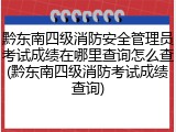 黔东南四级消防安全管理员考试成绩在哪里查询怎么查(黔东南四级消防考试成绩查询)