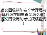 遵义四级消防安全管理员考试成绩在哪里查询怎么查(遵义四级消防考试成绩查询)
