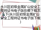 永川区初级金属矿山安全工程师证书电子版在哪下载怎么下(永川区初级金属矿山安全工程师证书电子版下载)