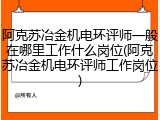 阿克苏冶金机电环评师一般在哪里工作什么岗位(阿克苏冶金机电环评师工作岗位)