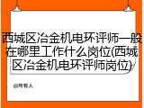 西城区冶金机电环评师一般在哪里工作什么岗位(西城区冶金机电环评师岗位)