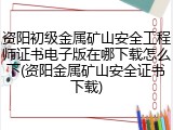 资阳初级金属矿山安全工程师证书电子版在哪下载怎么下(资阳金属矿山安全证书下载)