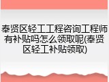 奉贤区轻工工程咨询工程师有补贴吗怎么领取呢(奉贤区轻工补贴领取)