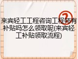 来宾轻工工程咨询工程师有补贴吗怎么领取呢(来宾轻工补贴领取流程)