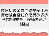 钦州初级金属冶炼安全工程师考试合格线介绍具体多少分(钦州安全工程师考试合格线)