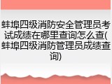 蚌埠四级消防安全管理员考试成绩在哪里查询怎么查(蚌埠四级消防管理员成绩查询)
