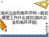 迪庆冶金机电环评师一般在哪里工作什么岗位(迪庆冶金机电环评岗)