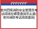 泉州四级消防安全管理员考试成绩在哪里查询怎么查(泉州消防考试成绩查询)