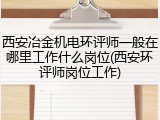 西安冶金机电环评师一般在哪里工作什么岗位(西安环评师岗位工作)