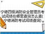 宁德四级消防安全管理员考试成绩在哪里查询怎么查(宁德消防考试成绩查询)