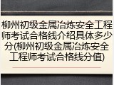 柳州初级金属冶炼安全工程师考试合格线介绍具体多少分(柳州初级金属冶炼安全工程师考试合格线分值)