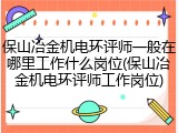保山冶金机电环评师一般在哪里工作什么岗位(保山冶金机电环评师工作岗位)
