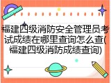 福建四级消防安全管理员考试成绩在哪里查询怎么查(福建四级消防成绩查询)