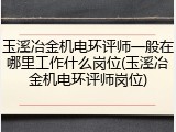 玉溪冶金机电环评师一般在哪里工作什么岗位(玉溪冶金机电环评师岗位)
