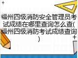 福州四级消防安全管理员考试成绩在哪里查询怎么查(福州四级消防考试成绩查询)