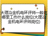 大理冶金机电环评师一般在哪里工作什么岗位(大理冶金机电环评师岗位)