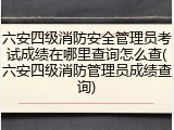 六安四级消防安全管理员考试成绩在哪里查询怎么查(六安四级消防管理员成绩查询)