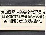 黄山四级消防安全管理员考试成绩在哪里查询怎么查(黄山消防考试成绩查询)