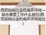 西双版纳冶金机电环评师一般在哪里工作什么岗位(西双版纳冶金机电环评师岗位)