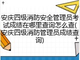 安庆四级消防安全管理员考试成绩在哪里查询怎么查(安庆四级消防管理员成绩查询)