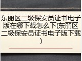 东丽区二级保安员证书电子版在哪下载怎么下(东丽区二级保安员证书电子版下载)