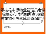 攀枝花中级物业管理员考试成绩公布时间如何查询(攀枝花物业考试成绩查询时间)