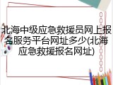 北海中级应急救援员网上报名服务平台网址多少(北海应急救援报名网址)