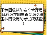 玉林四级消防安全管理员考试成绩在哪里查询怎么查(玉林四级消防考试成绩查询)