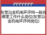 东营冶金机电环评师一般在哪里工作什么岗位(东营冶金机电环评师岗位)