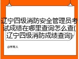 辽宁四级消防安全管理员考试成绩在哪里查询怎么查(辽宁四级消防成绩查询)
