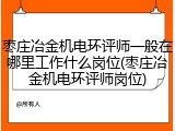 枣庄冶金机电环评师一般在哪里工作什么岗位(枣庄冶金机电环评师岗位)