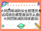 大同四级消防安全管理员考试成绩在哪里查询怎么查(大同四级消防成绩查询)