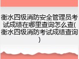 衡水四级消防安全管理员考试成绩在哪里查询怎么查(衡水四级消防考试成绩查询)