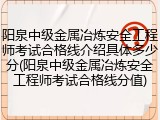 阳泉中级金属冶炼安全工程师考试合格线介绍具体多少分(阳泉中级金属冶炼安全工程师考试合格线分值)
