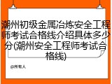 潮州初级金属冶炼安全工程师考试合格线介绍具体多少分(潮州安全工程师考试合格线)