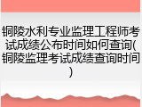 铜陵水利专业监理工程师考试成绩公布时间如何查询(铜陵监理考试成绩查询时间)