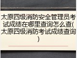 太原四级消防安全管理员考试成绩在哪里查询怎么查(太原四级消防考试成绩查询)