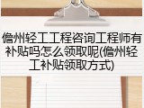 儋州轻工工程咨询工程师有补贴吗怎么领取呢(儋州轻工补贴领取方式)