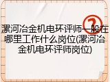漯河冶金机电环评师一般在哪里工作什么岗位(漯河冶金机电环评师岗位)