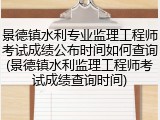 景德镇水利专业监理工程师考试成绩公布时间如何查询(景德镇水利监理工程师考试成绩查询时间)