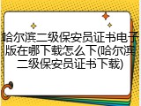 哈尔滨二级保安员证书电子版在哪下载怎么下(哈尔滨二级保安员证书下载)