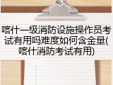 喀什一级消防设施操作员考试有用吗难度如何含金量(喀什消防考试有用)