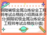 铜陵初级金属冶炼安全工程师考试合格线介绍具体多少分(铜陵初级金属冶炼安全工程师考试合格线分值)