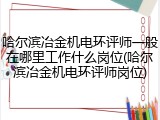 哈尔滨冶金机电环评师一般在哪里工作什么岗位(哈尔滨冶金机电环评师岗位)