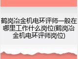 鹤岗冶金机电环评师一般在哪里工作什么岗位(鹤岗冶金机电环评师岗位)
