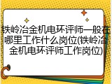铁岭冶金机电环评师一般在哪里工作什么岗位(铁岭冶金机电环评师工作岗位)
