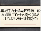 黑龙江冶金机电环评师一般在哪里工作什么岗位(黑龙江冶金机电环评师岗位)